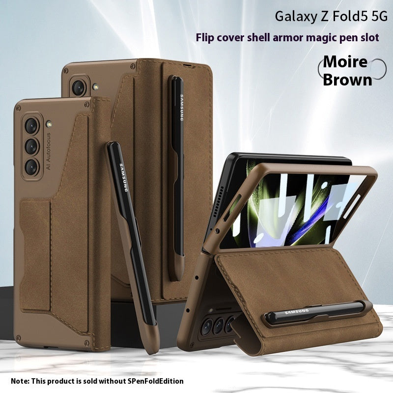 Zfold5 Phone Case with Shell Membrane Pen Slot and Cloud or Carbon Fiber Pattern - zfold5 phone case foldable screen