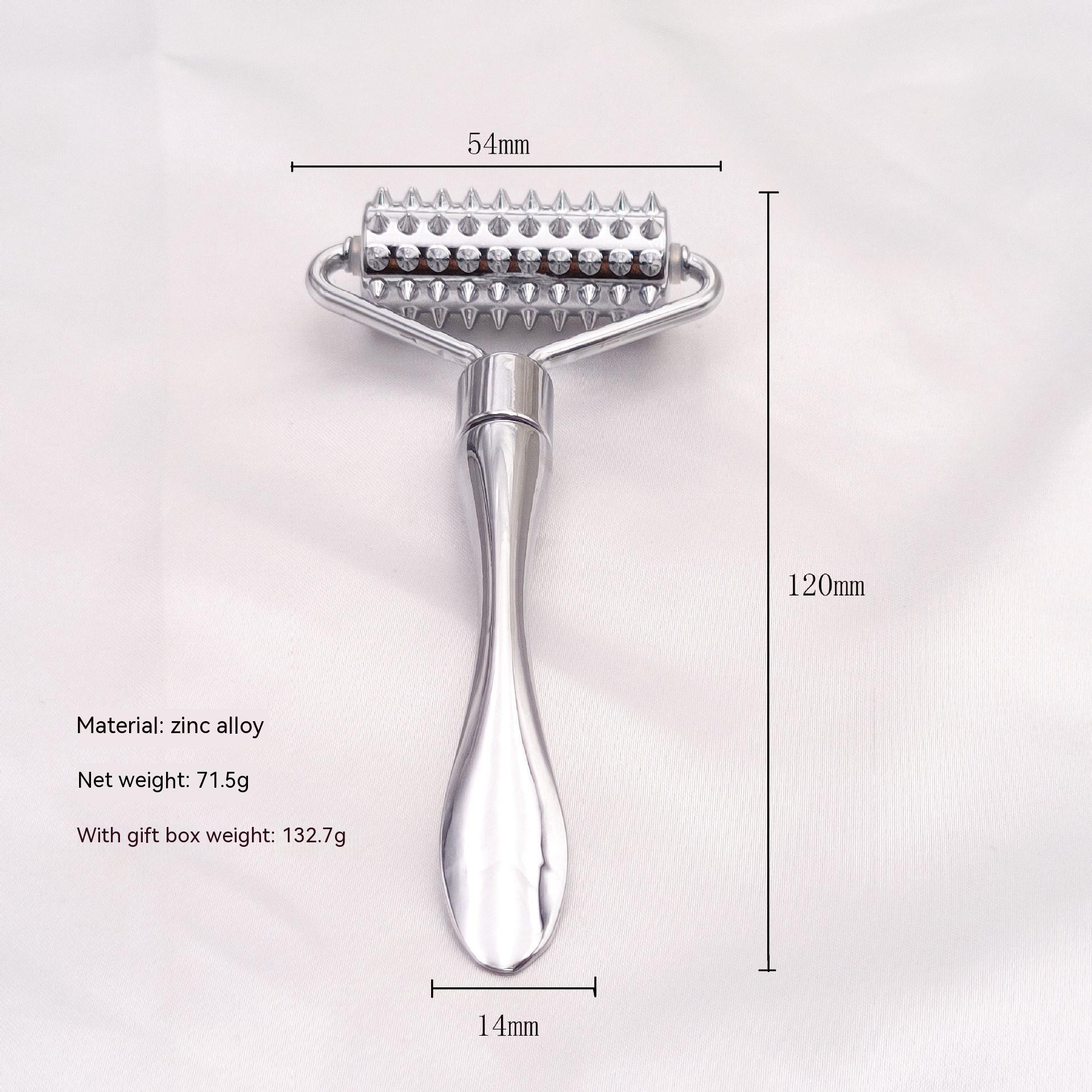 Zinc Alloy Micro Needle Roller Face Slimming Device Massage Stick Silver - for Slimmer Faces micro needle roller face