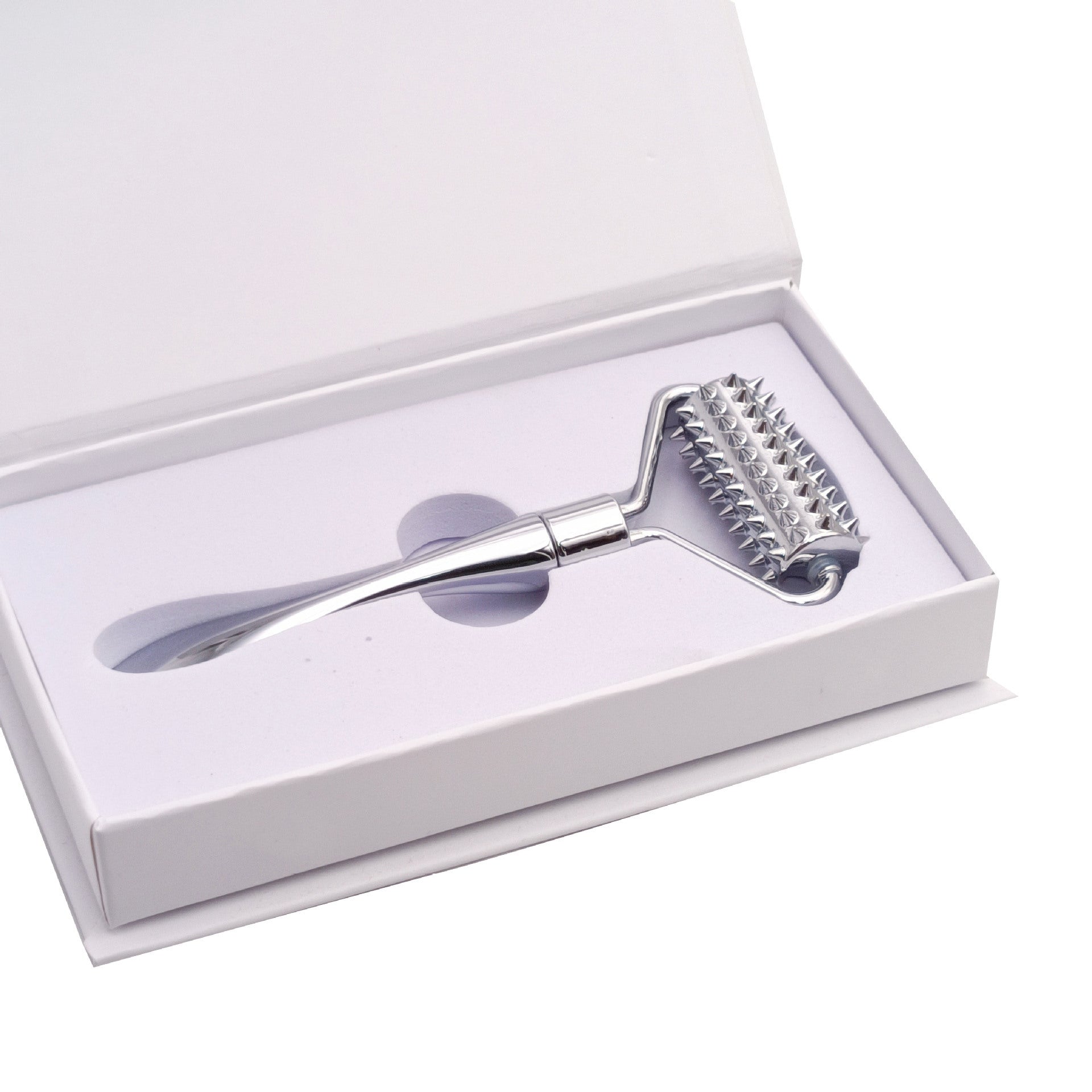 Zinc Alloy Micro Needle Roller Face Slimming Device Massage Stick Silver - for Slimmer Faces micro needle roller face