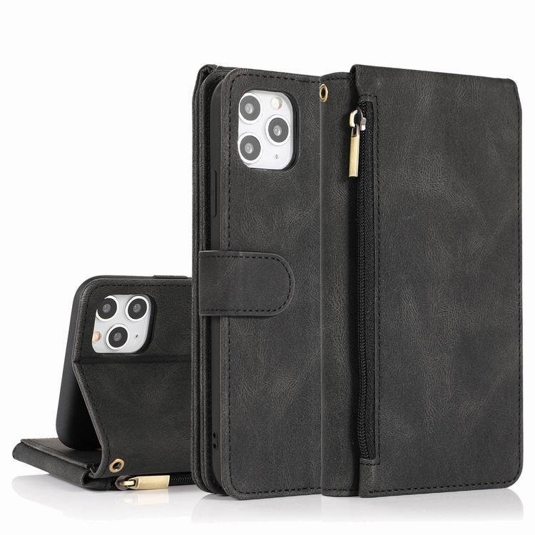 Stylish Solid Color PU TPU Mobile Phone Zipper Bag Wallet Case - Leather zipper bag leather case mobile phone