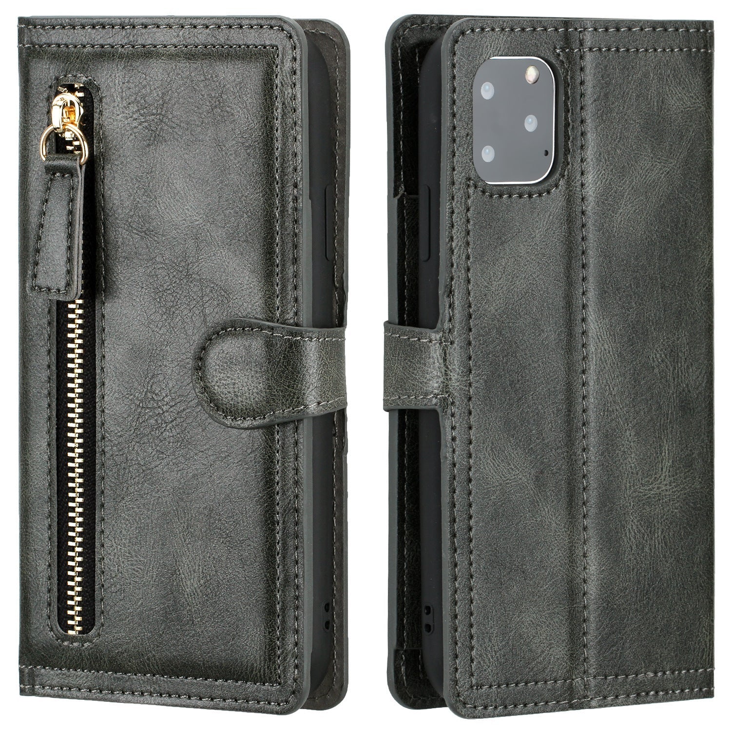 Zipper Buckle Leather Case Phone Case Sticker Wallet - Zipper Buckle Leather Case for iPhone Models