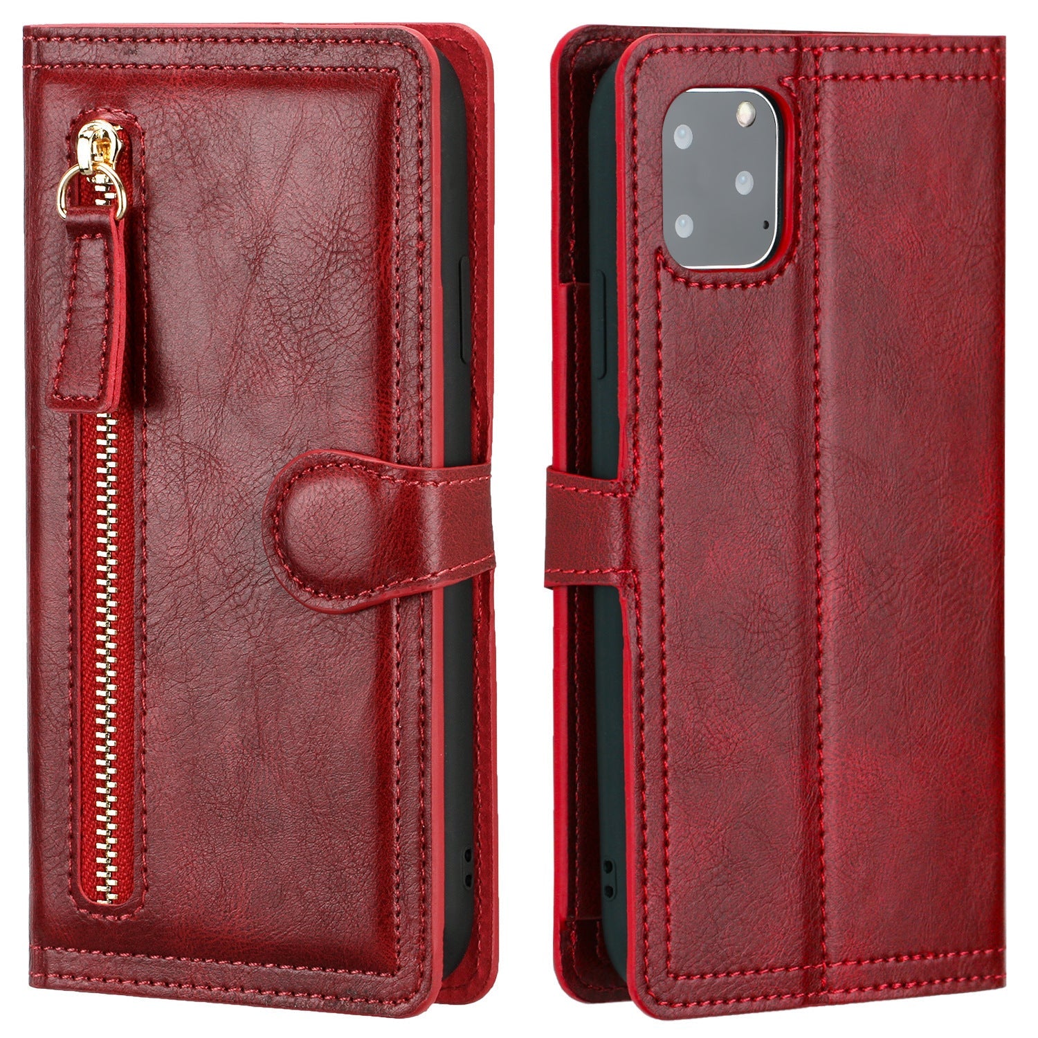 Zipper Buckle Leather Case Phone Case Sticker Wallet - Zipper Buckle Leather Case for iPhone Models