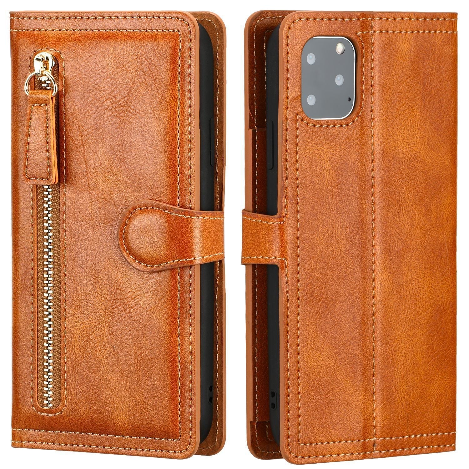 Zipper Buckle Leather Case Phone Case Sticker Wallet - Zipper Buckle Leather Case for iPhone Models