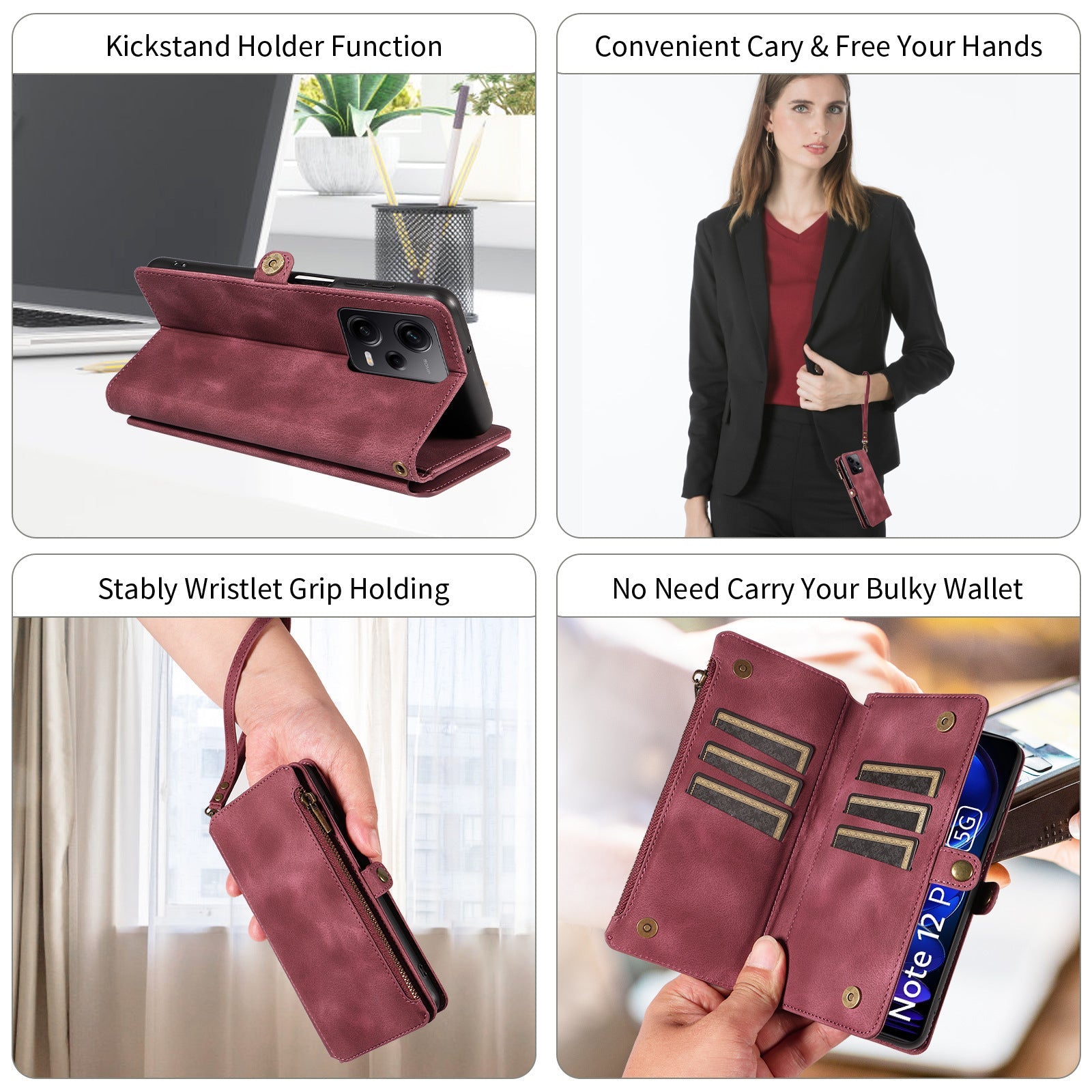 Zipper Leather Case Phone Case Multifunctional Protective Cover - Zipper Leather Case with Magnetic Suction Features