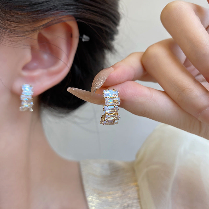 Electroplated Silver and Gold Zircon Curved Earrings for Women in the United States - Studs: Fashionistas’ Woes united