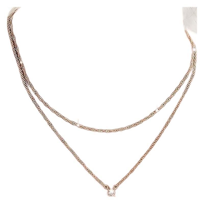 Zircon Double-layer Water Ripple Clavicle Necklace - Ride the Wave with Our Sparkly Zircon Necklace