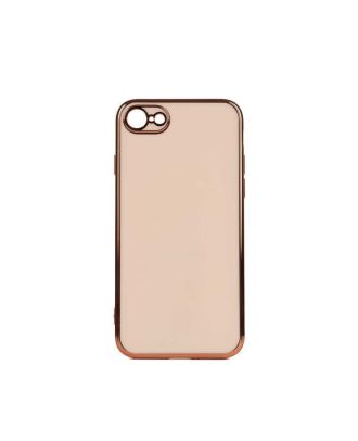 Apple iPhone SE 2022 Kılıf Bark Parlak Silikon Renkli Kenarları Rose