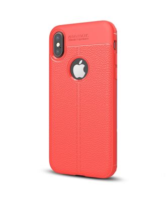iPhone X Case Niss Silicone Leather Look Back Protection + Nano Glass