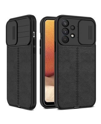 Samsung Galaxy A52S 5G Case Camera Sliding Leather Textured Matte Silicone