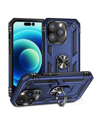 Apple iPhone 14 Pro Max Case Vega Hard Silicone Tank Stand Ring Magnetic + Nano