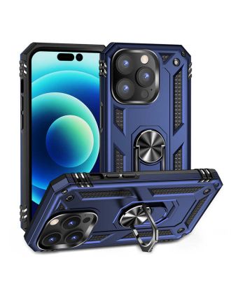 Apple iPhone 14 Pro Case Vega Hard Silicone Tank Stand Ring Magnetic
