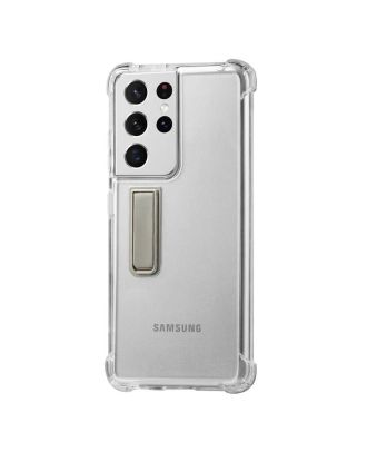 Samsung Galaxy S21 Ultra Kılıf Standlı Forst Lüx Şeffaf Silikon
