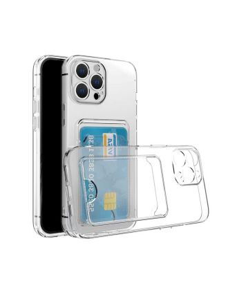 Apple iPhone 13 Pro Max Case With 1 Card Holder Transparent Silicone Camera Protected