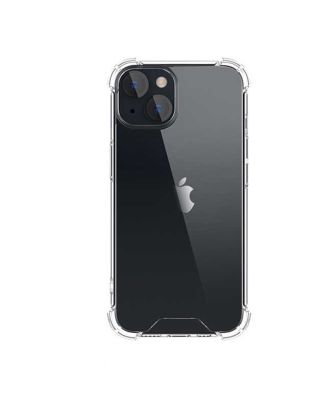 Apple iPhone 14 Kılıf AntiShock Köşeli Şeffaf Sert Kapak+Nano Glass