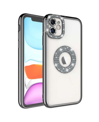 Apple iPhone 11 Case With Camera Protection Stone Embellished Transparent Silicone Back