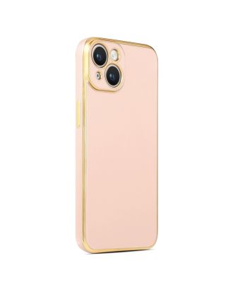 Apple iPhone 14 Kılıf Bark Parlak Silikon Renkli Kenarları Rose