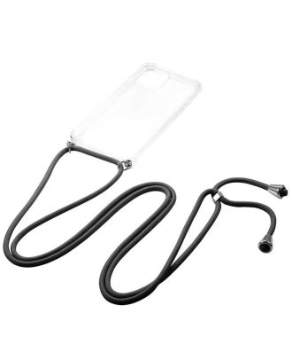 Apple iPhone 15 Pro Max Case Adjustable Transparent Silicone with Longitudinal Strap