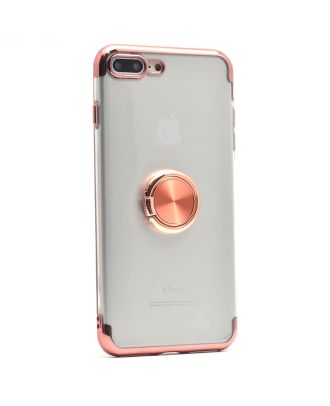 Apple iPhone 8 Plus Kılıf Gess Yüzüklü Mıknatıslı Silikon + Nano Glass