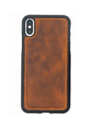 Apple iPhone X Case Genuine Leather Silicone Back Magnetic