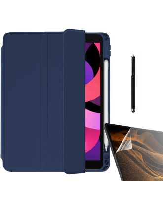 Apple iPad Pro 12.9 2020 4e Generatie Hoesje met Pen Compartiment Achterkant Transparant Stand nt22 + Nano + Pen