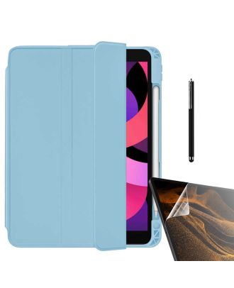 Apple iPad Pro 12.9 2021 5e Generatie Hoes met Pen Compartiment Achterkant Transparant Standaard nt22 + Nano + Potlood