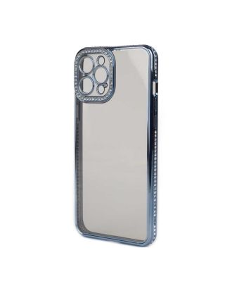 Apple iPhone 12 Pro Max Case Camera Protected Mina Silicone with Stones