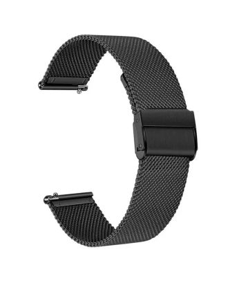 Samsung Galaxy Watch 3 45mm Kordon Çıtçıtlı Hasır Metal Örgülü KRD 45 Siyah