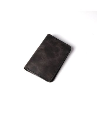 Vertical Handmade Leather Wallet Black