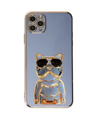 Apple iPhone 12 Pro Hoesje met Camerabescherming Hond Patroon Stand Silicone