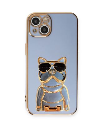Apple iPhone 14 Plus Hoesje met Camerabescherming Hond Patroon Stand Silicone