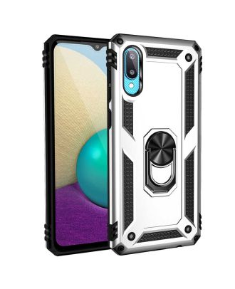 Samsung Galaxy A02 Case Vega Tank Protection Stand Ring Magnet + Nano Glass