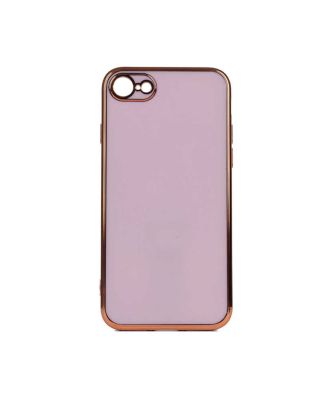 Apple iPhone SE 2020 Kılıf Bark Parlak Silikon Renkli Kenarları Rose