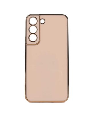 Samsung Galaxy S21 FE Hoesje Bark Glanzende Siliconen Roze Gekleurde Randen
