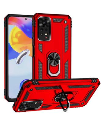 Xiaomi Redmi Note 11 Global Case Vega Hard Silicone Tank Stand Ring Magnetic