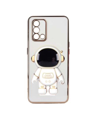Oppo A74 4G Kılıf Kamera Korumalı Astronot Desenli Standlı Silikon