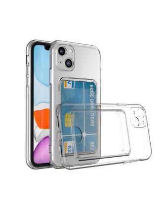 Apple iPhone 13 Case with 1 Card Holder Transparent Silicone Camera Protected