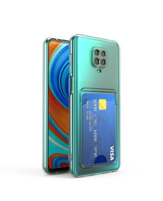 Xiaomi Redmi Note 9 Pro Case with 1 Card Holder Transparent Silicone Camera Protected