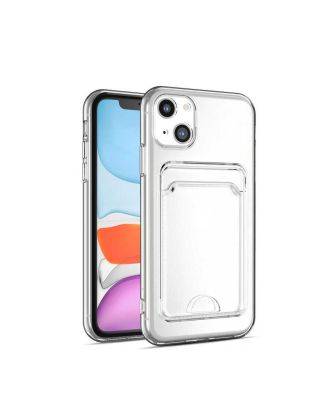 Apple iPhone 14 Case with 1 Card Holder Transparent Silicone Camera Protected