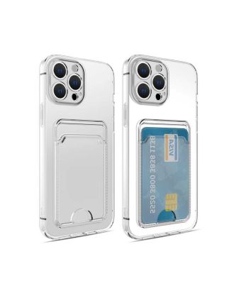 Apple iPhone 14 Pro Max Hoesje Met 1 Kaarthouder Transparant Siliconen Camera Beschermd