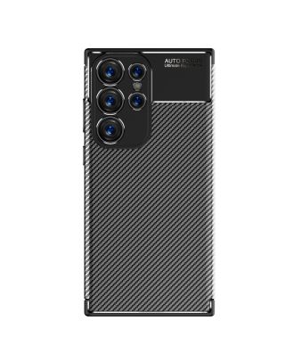 Samsung Galaxy S23 Ultra Kılıf Negro Karbon Silikon Dizayn+Full Ekran Koruyucu