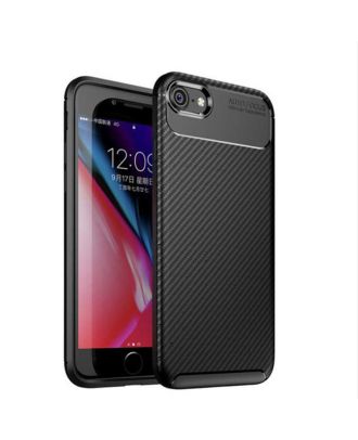 Apple iPhone SE 2020 Case Negro Silicone Leather Look+Nano Glass