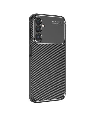 Samsung Galaxy M34 Case Negro Carbon Camera Beschermd Siliconen Luxe