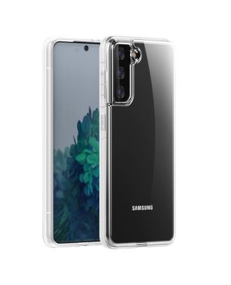 Samsung Galaxy S21 5G Kılıf Coss Şeffaf Sert Kapak + Full Ekran Koruyucu