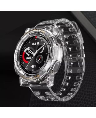 Huawei Watch GT 2 46mm Kordon Kalın Silikon 2 in 1 Saatle Birleşik Kordon