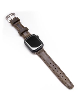 Apple Watch SE 2 2022 44 mm El Yapımı Deri Kordon Kayış Haki