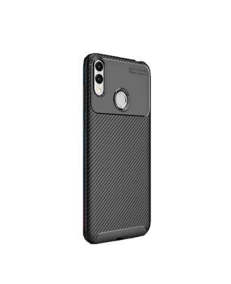 Huawei Honor 8c Hoesje Zwart Carbon Design Siliconen+Nano Glas