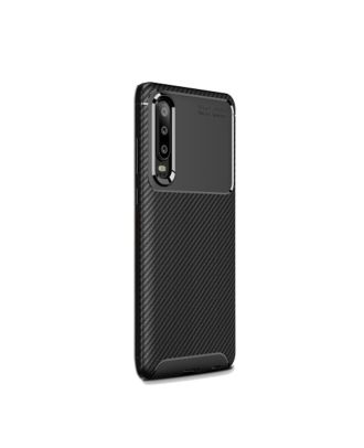 Huawei P30 Case Negro Carbon Design Silicone+Nano Glass