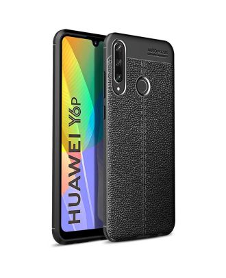 Teleplus Huawei Y6P Case Niss Silicone Leather Look + Nano Glass