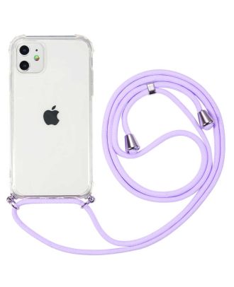 Apple iPhone 11 Kılıf Boyna Askılı Ayarlanabilir Şeffaf Sİlikon