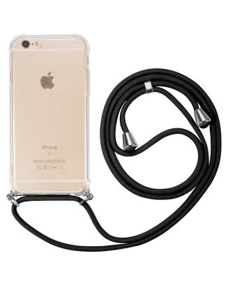 Apple iPhone 6 6S Kılıf Boyna Askılı Ayarlanabilir Şeffaf Sİlikon